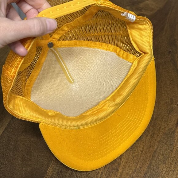 Vintage Bass Fishing Hat Snapback Trucker Cap Mens USA‎ 80s Retro Dad Yellow - Picture 7 of 10